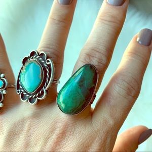 Self-sizing SS and Malachite Boho Ring Sz 5-8